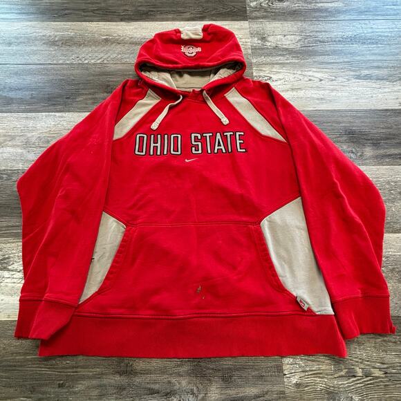 Vintage 90s Nike Ohio State University OSU Red Mens XL Pullover Hoodie Swoosh‎ - Picture 1 of 11